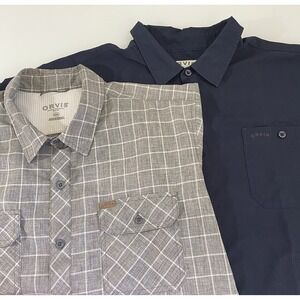 Orvis Woven Shirt Men's Bundle 2XL XXL Gray Check &‎ Navy Fishing Outdoor Camp